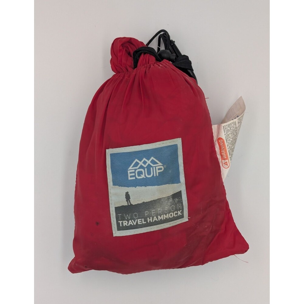EQUIP 2-Person Travel Camping Hammock Red Nylon Portable w/ Attached Stuff Sack